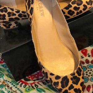 J Crew Animal print flat with square heel